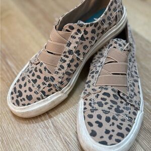 Brown and Tan Leopard Print Slip-On Sneakers